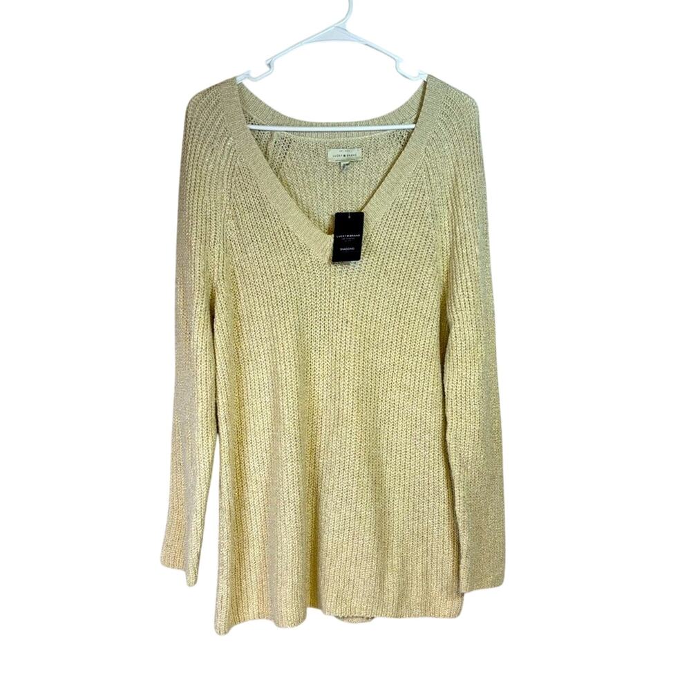 NWT Lucky Brand Cream V-neck Sweater Size Medium